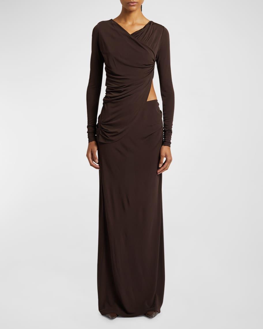 Carved Fold Up Cutout Long-Sleeve Maxi Dress Product Image