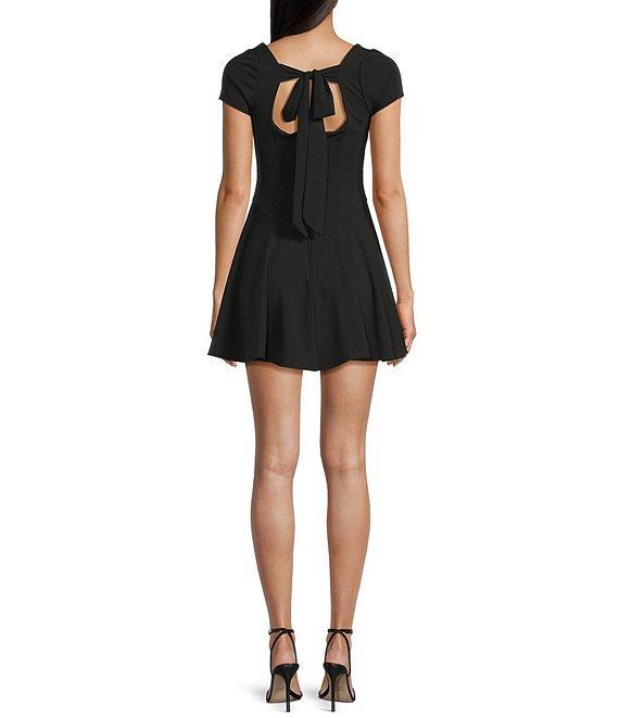 B. Darlin Square Neck Short Sleeve Tie Back Skater Dress Product Image