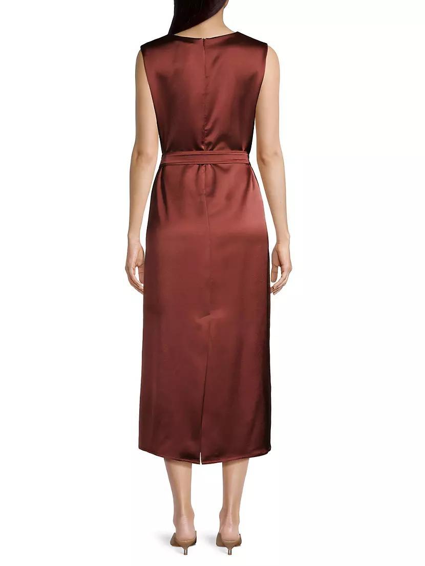 Baiardo Satin Tie-Waist Sheath Midi-Dress Product Image