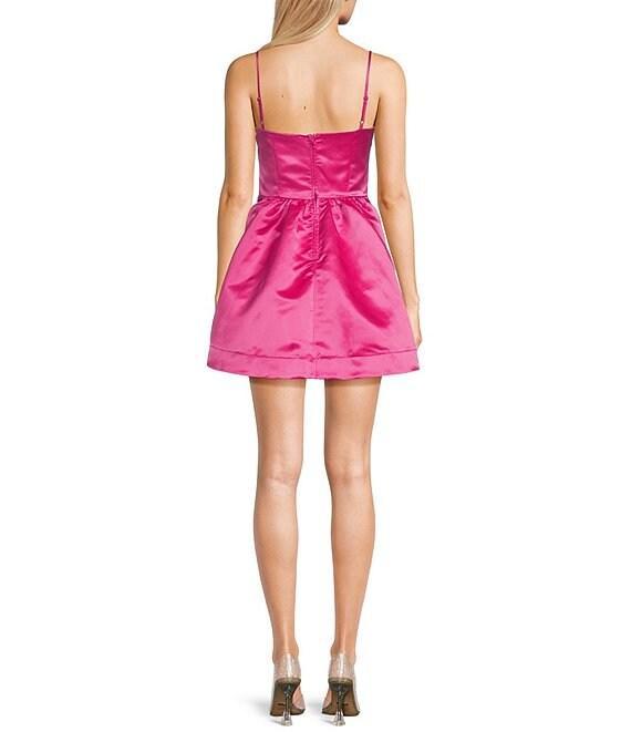 B. Darlin Square Neck Spaghetti Bow Strap Party Dress Product Image