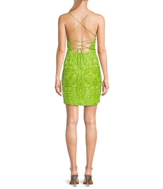 Lulus Textured Sequin Lace Up Mini Dress Product Image