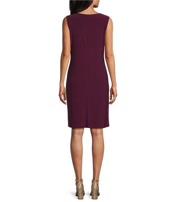 R & M Richards Embroidered Mesh Contrast Round Neck 3/4 Sleeve 2-Piece Duster Jacket Dress Product Image