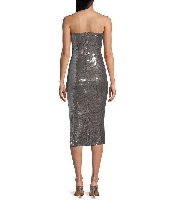 Honey and Rosie Strapless Cut-Outt Sequin Midi Dress Product Image