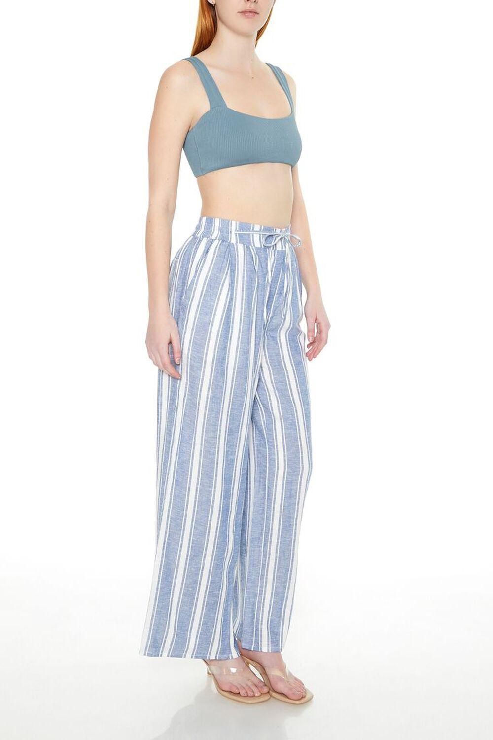 Striped Linen-Blend Wide-Leg Pants | Forever 21 Product Image