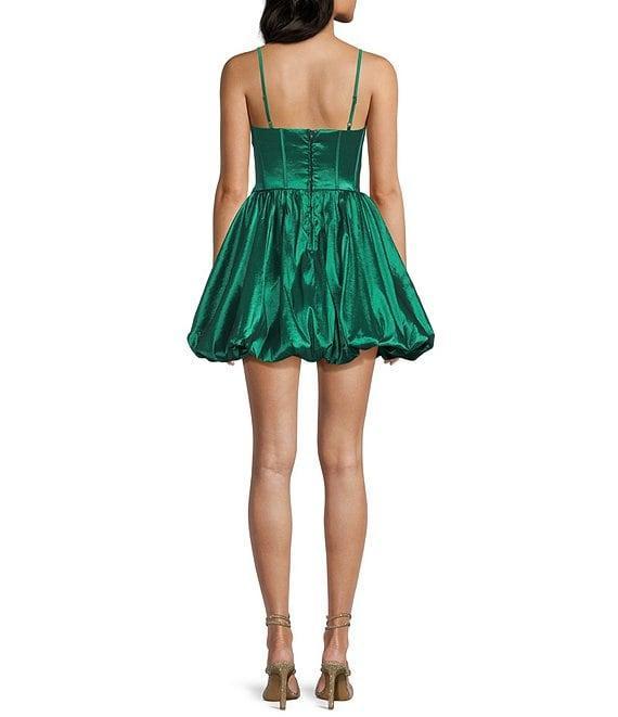 B. Darlin Spaghetti Strap Sweetheart Bustier Corset Bodice Bubble Dress Product Image