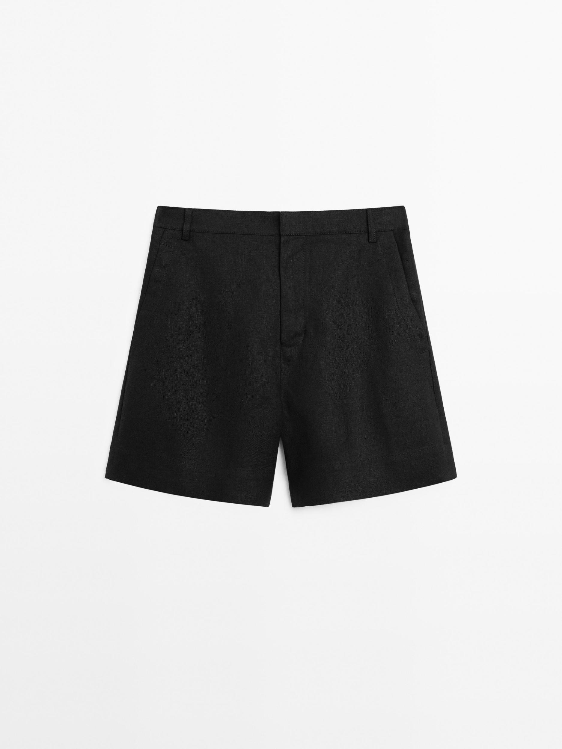 100% linen short Bermuda shorts Product Image