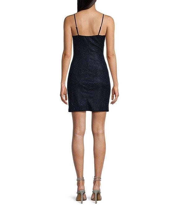 I.N. San Francisco Spaghetti Strap V-Neck Fitted Pleated Wrap Dress Product Image