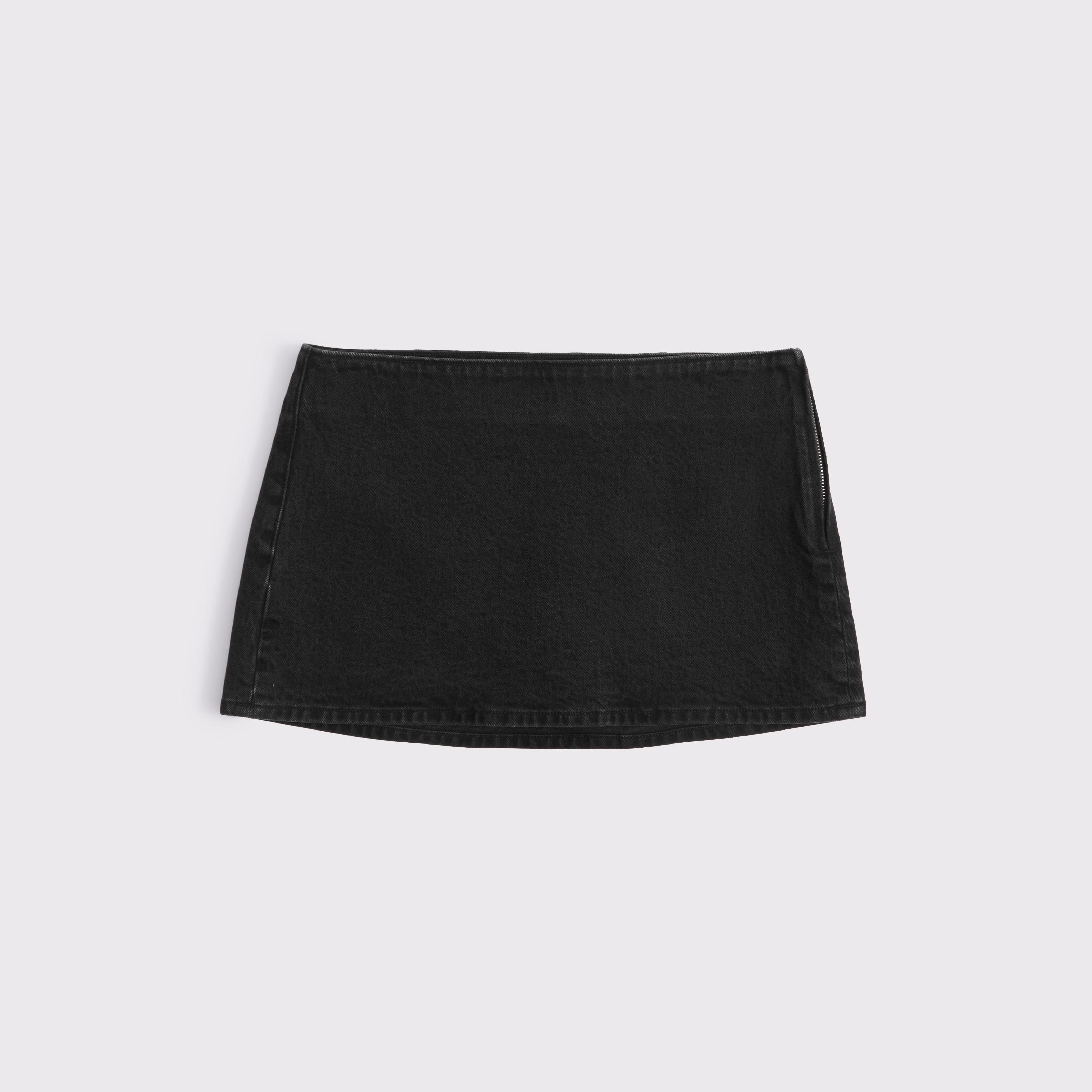 The A&F Scarlett Mid Rise Denim Mini Skort Product Image