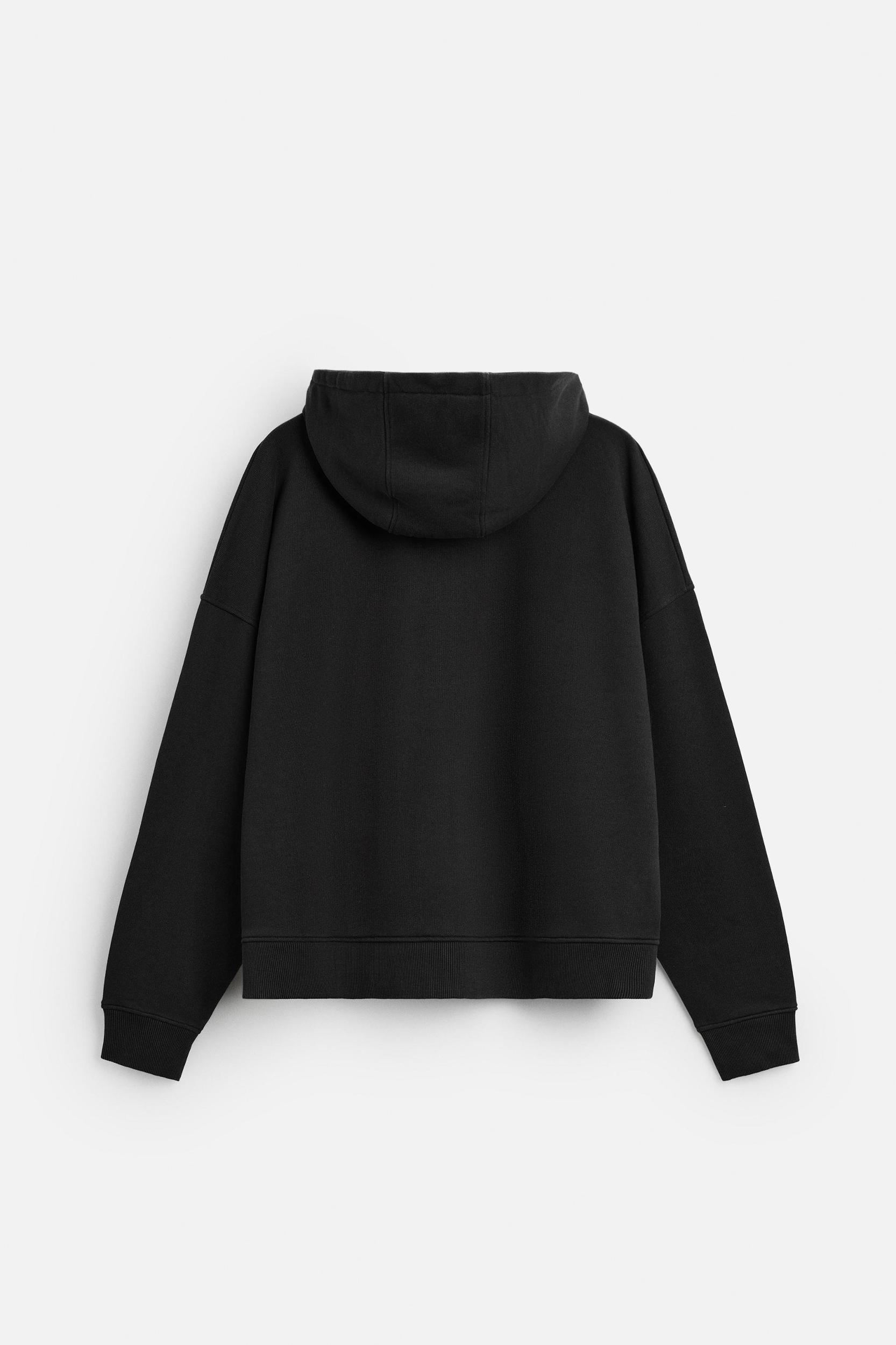 WASHED ZIP-UP TEXT HOODIE Product Image