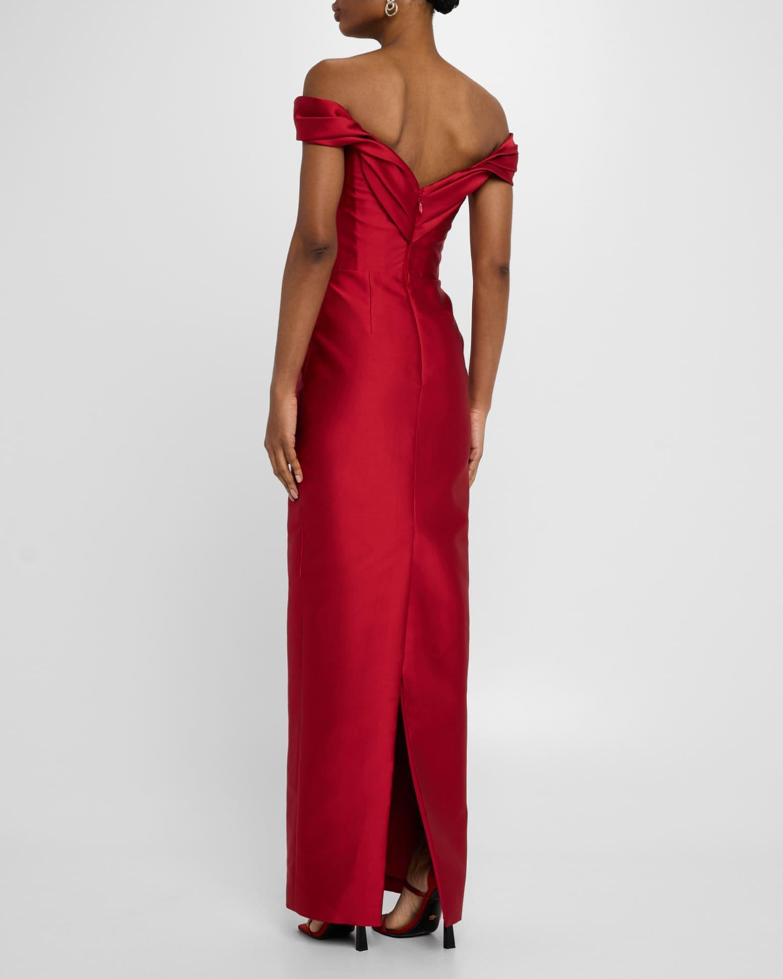 Draped Off-The-Shoulder Column Gown Product Image