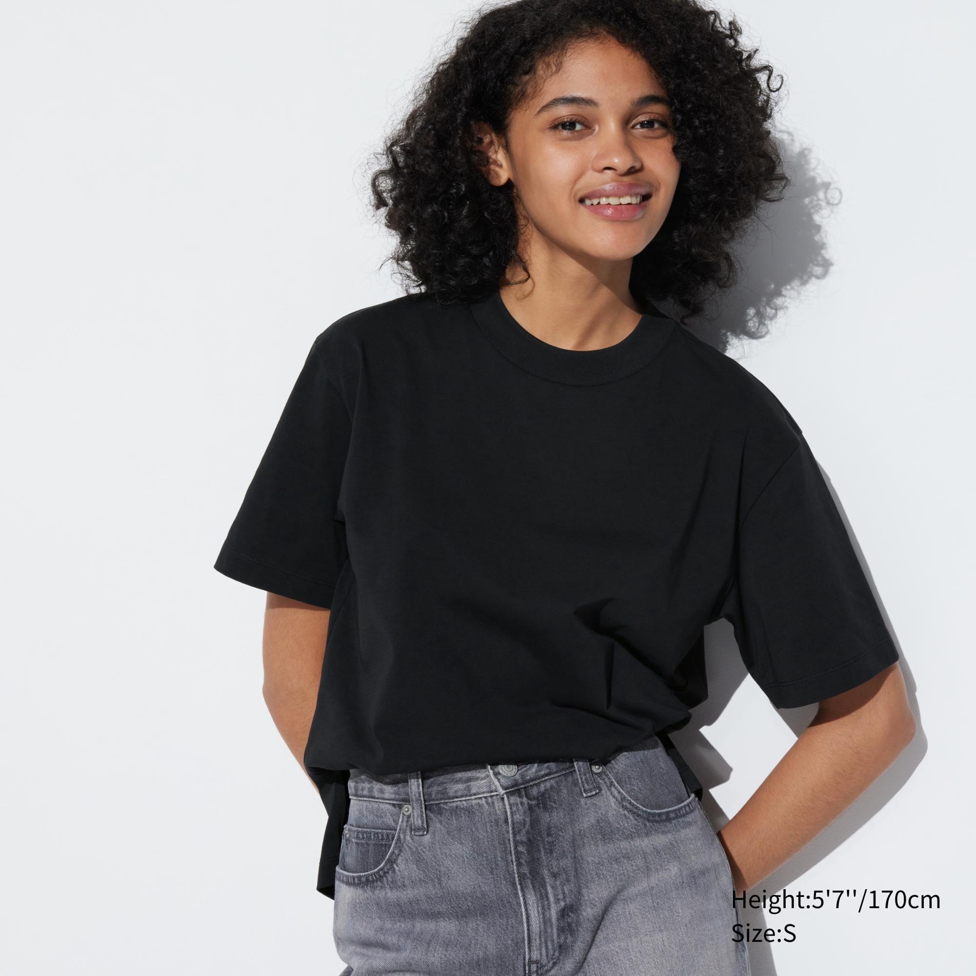 Womens AIRism Cotton T-Shirt Black XS UNIQLO US Product Image