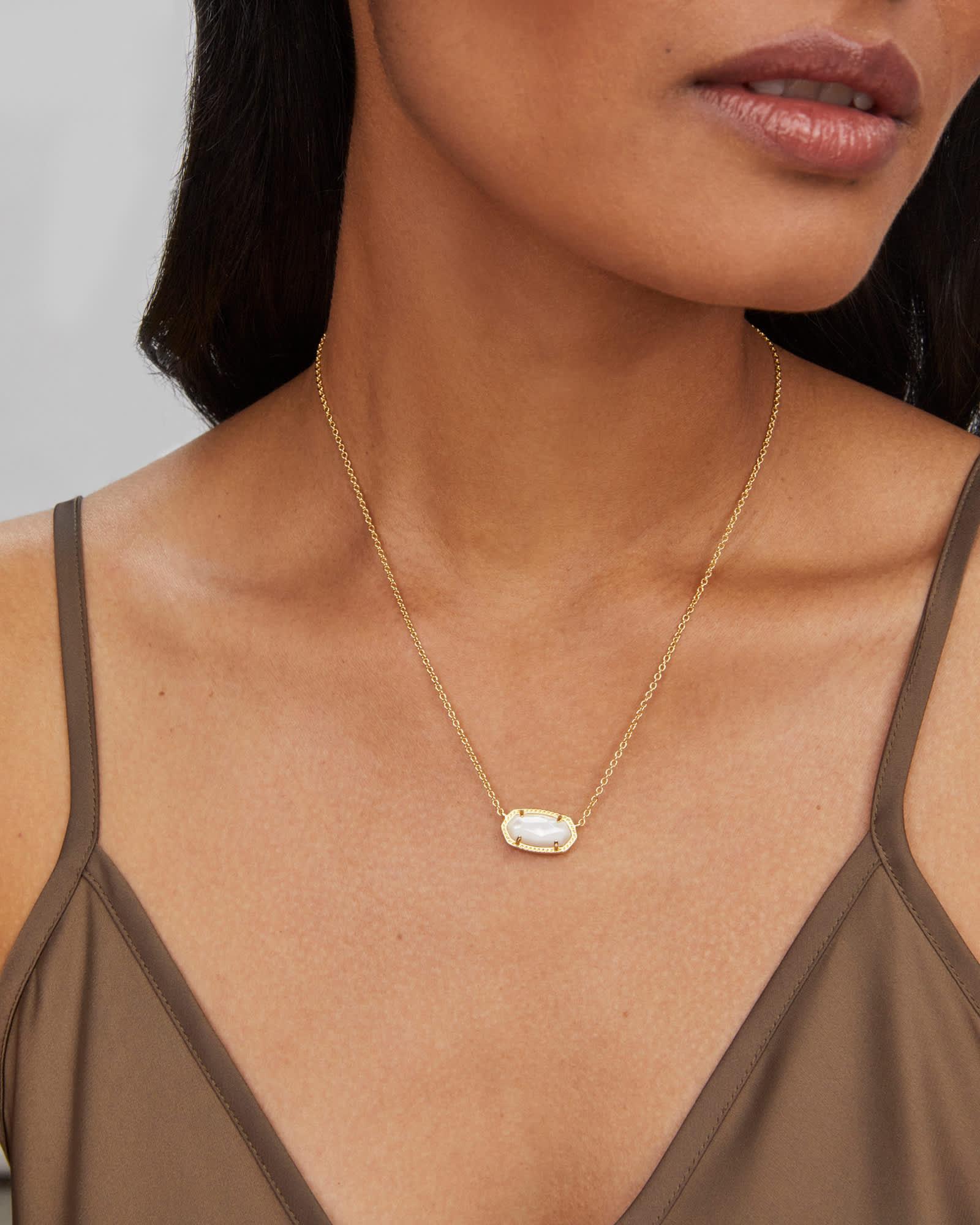 Kendra Scott Elisa Rose Gold Pendant Necklace in Iridescent | Drusy Product Image