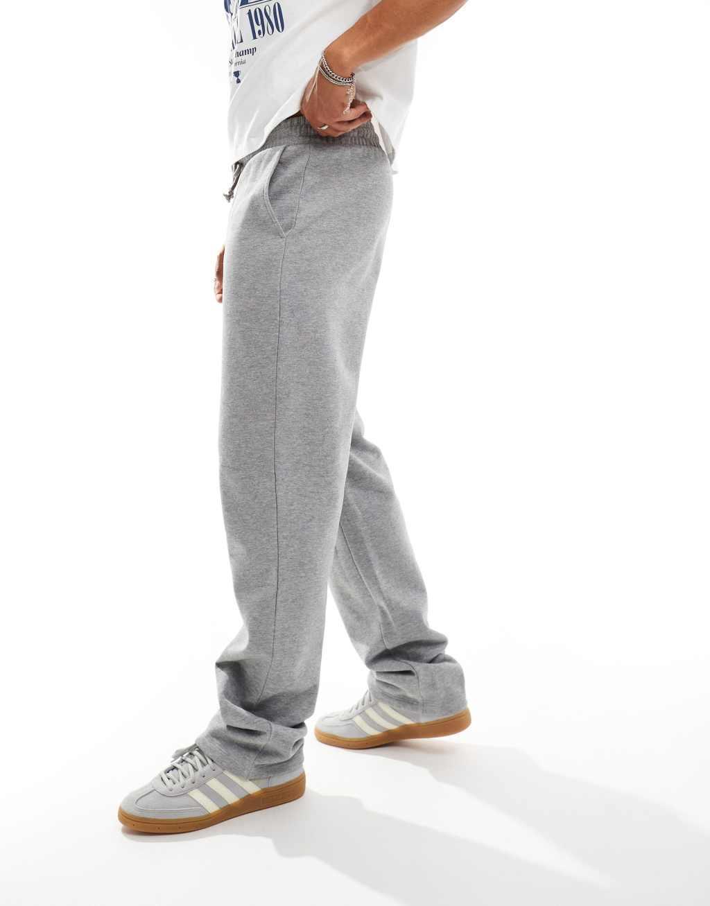 ASOS DESIGN essential straight leg sweatpants in heather gray Product Image