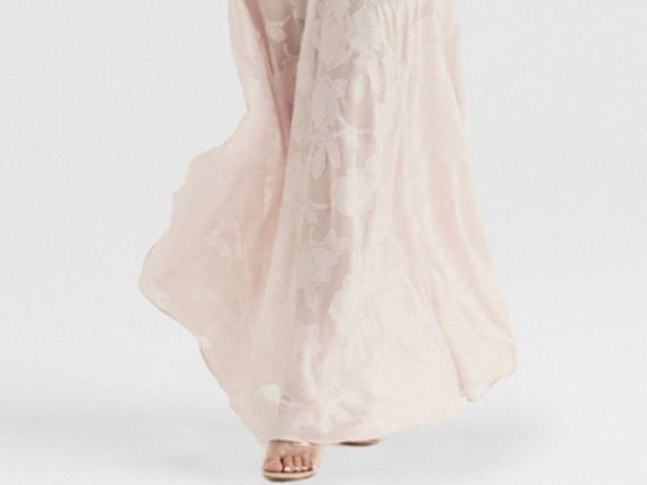 Spaghetti Strap Plain Floral Maxi A-Line Dress Product Image