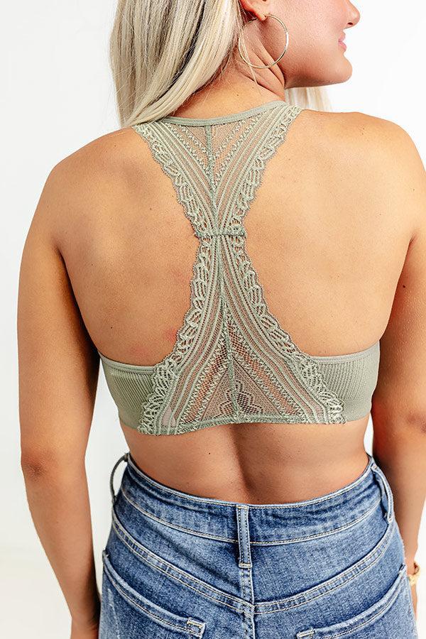 Flirty Nature Lace Racerback Bralette in Sage Product Image