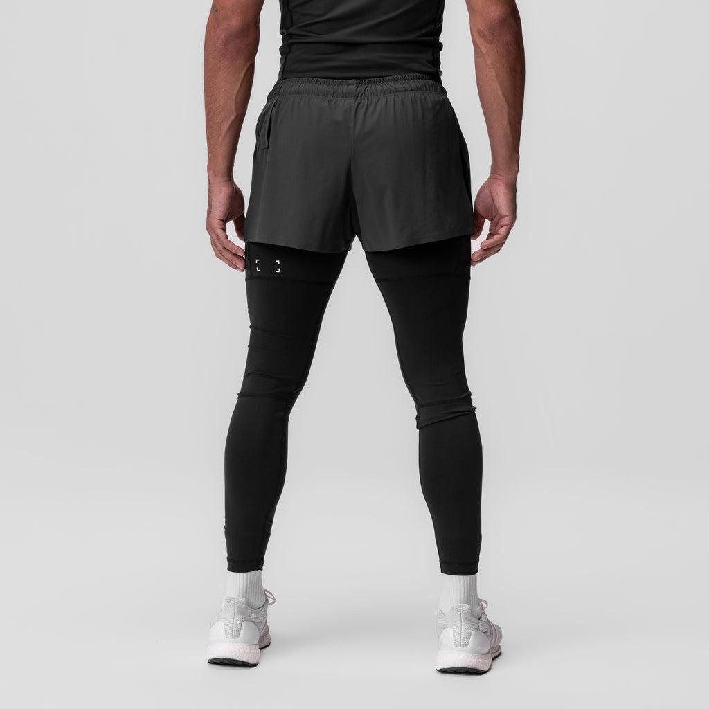 0911. Tetra-Lite® 2-in-1 High Split Legging Short - Black "Cyber"/Black Male Product Image