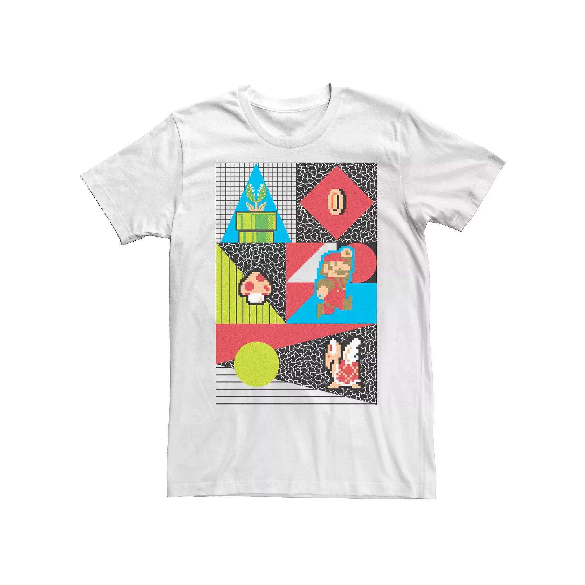 Men's Nintendo Super Mario Bros Geometric Retro Short Sleeve Tee,  Product Image