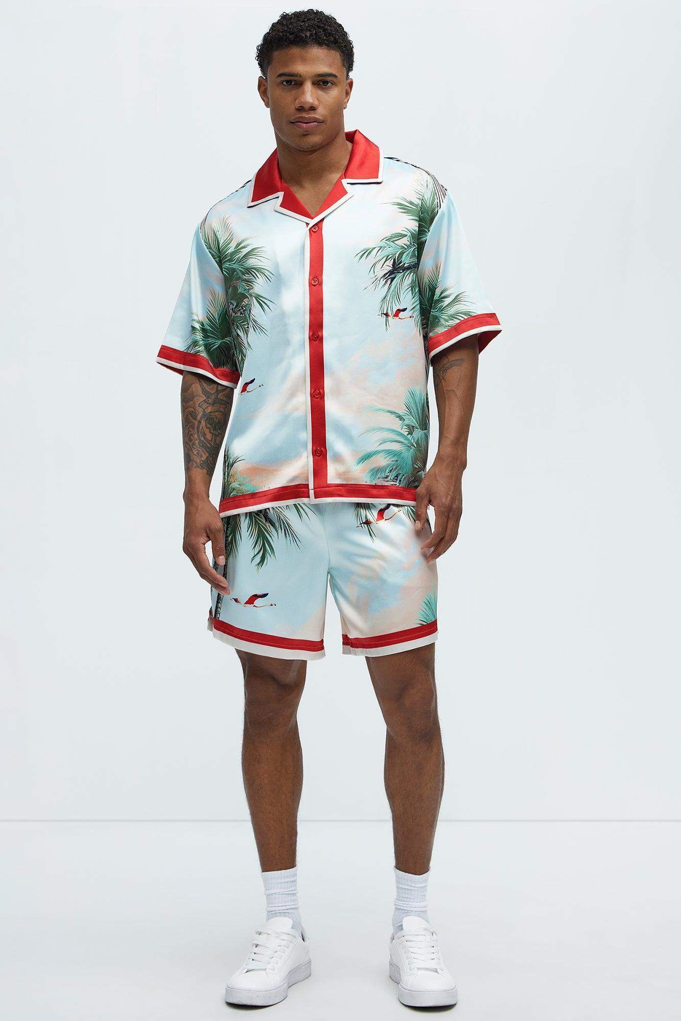 Flamingo And Palm Resort Shorts - Multi Color Product Image