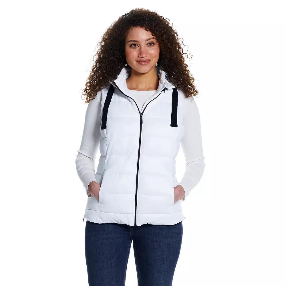Women's Weathercast Hooded Puffer Vest, Size: XL, White Product Image