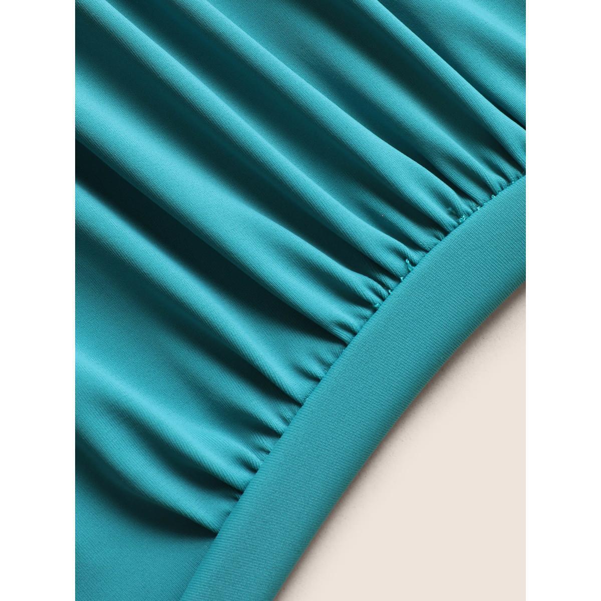 Plus Size Off Shoulder Ruffle Trim One Piece Swimsuit Women's Swimwear Teal Beach Gathered Curve Bathing Suits High stretch One Pieces BloomChic 18-20/2X Product Image