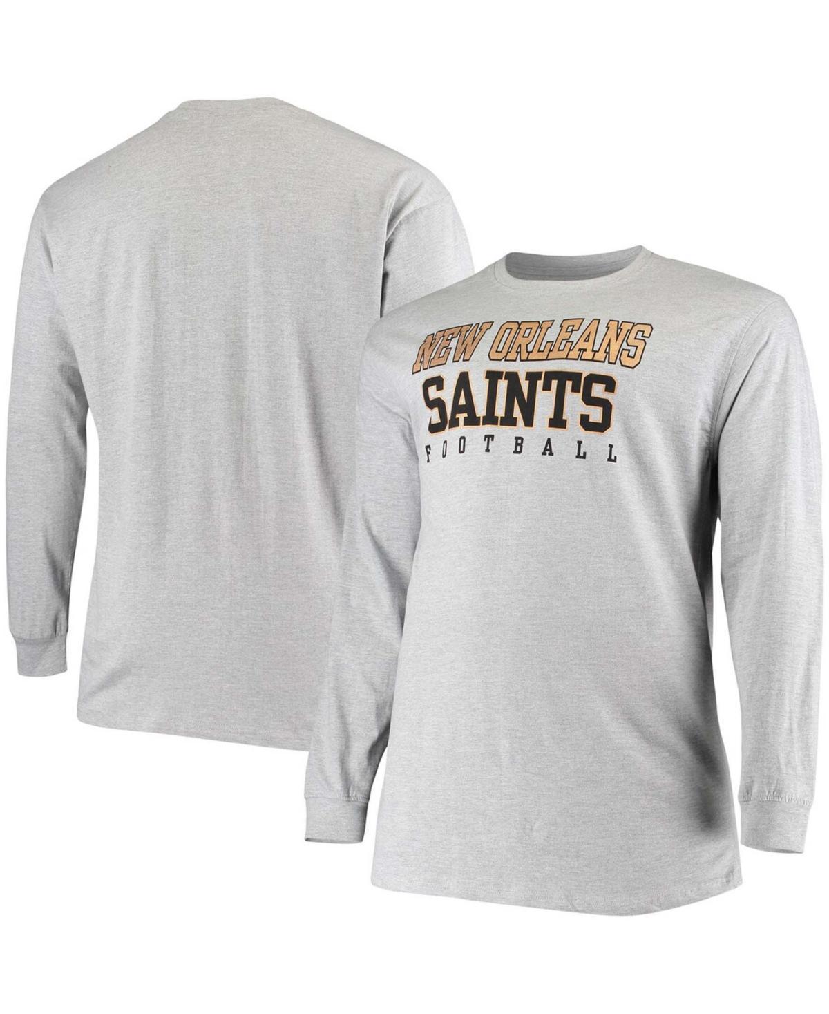 Mens Fanatics Branded Heathered Gray New Orleans Saints Big & Tall Practice Long Sleeve T-Shirt Product Image