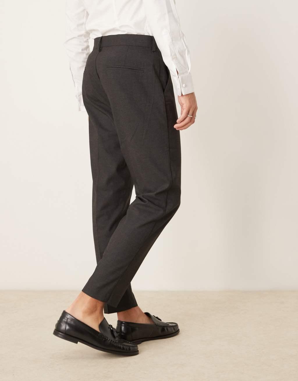 ASOS DESIGN smart tapered fit pants in charcoal Product Image