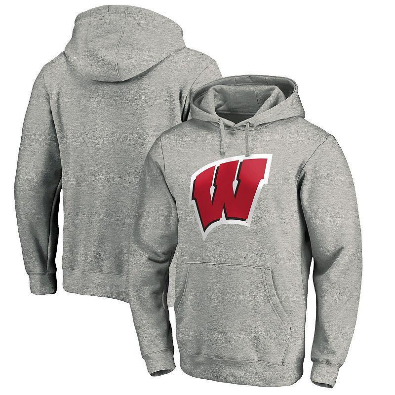 Men's Fanatics Gray Wisconsin Badgers Primary Logo Pullover Hoodie, Size: 3XL, Grey Product Image