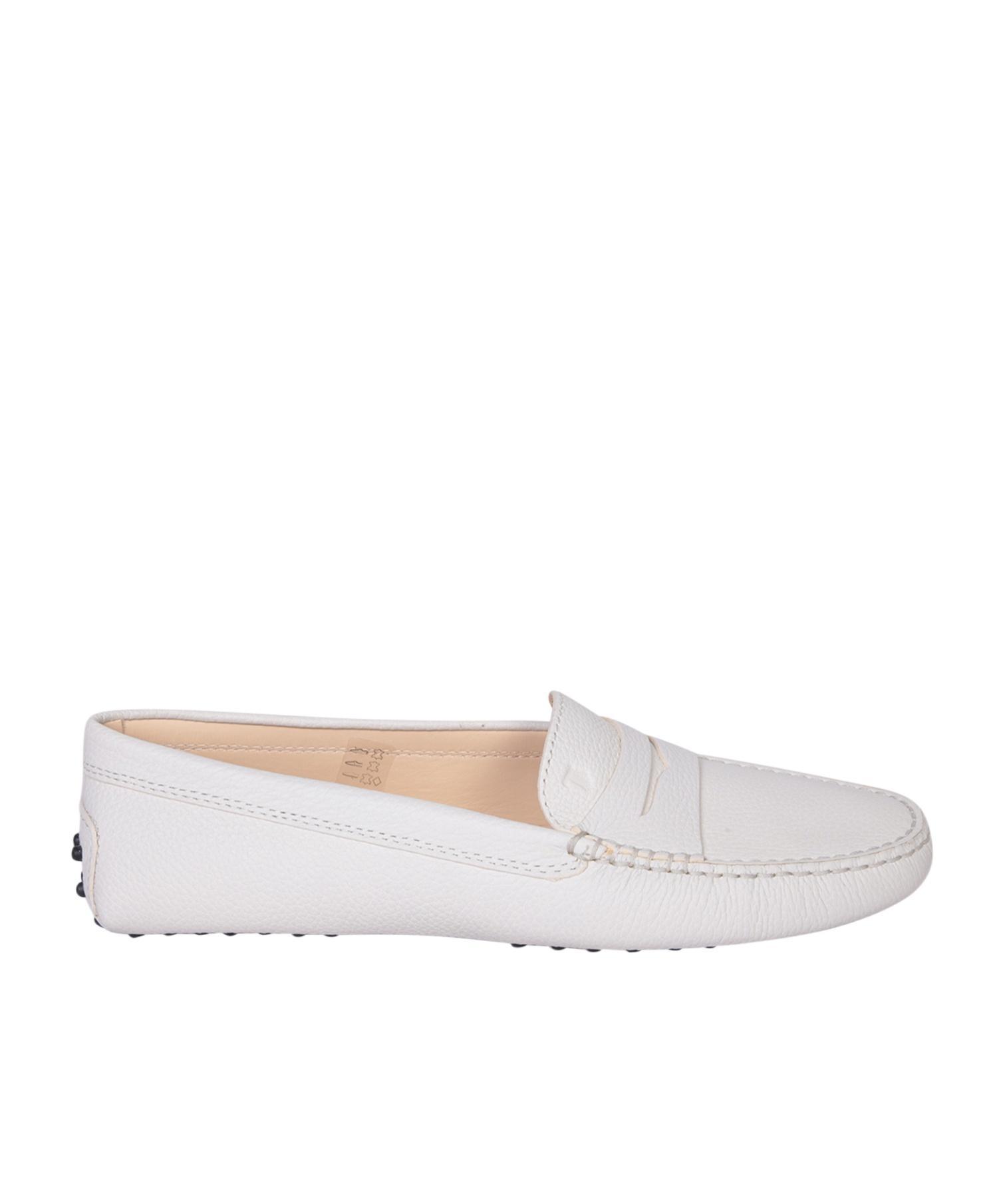 TOD'S Logo Detailed Slip-on Loafers In White Product Image