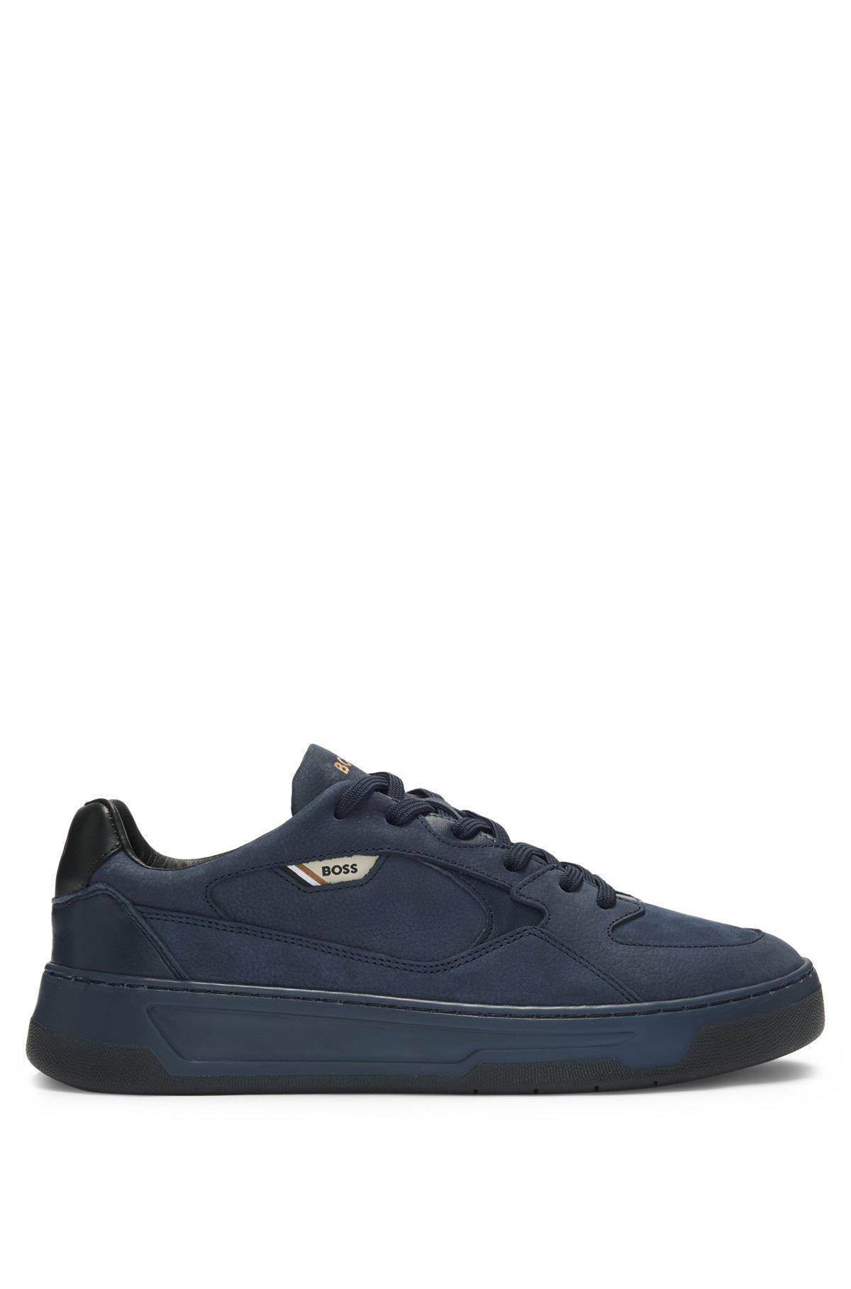 Mixed-material trainers with suede and leather Product Image