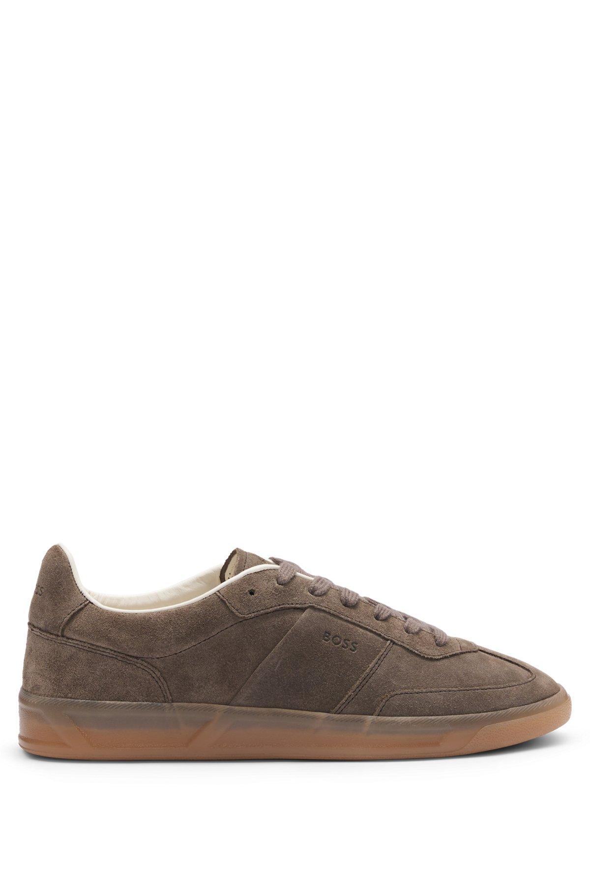 Suede lace-up trainers with logo detail Product Image