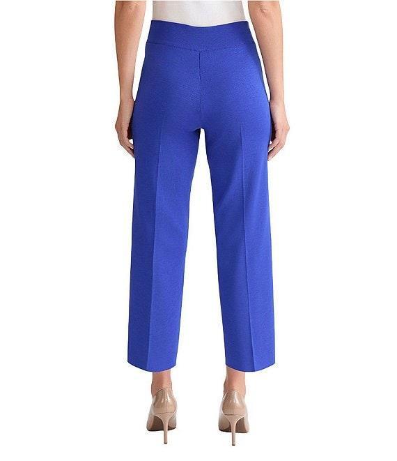 Ming Wang Woven Slim Straight Leg Elastic Waist Cropped Pull-On Pants Product Image