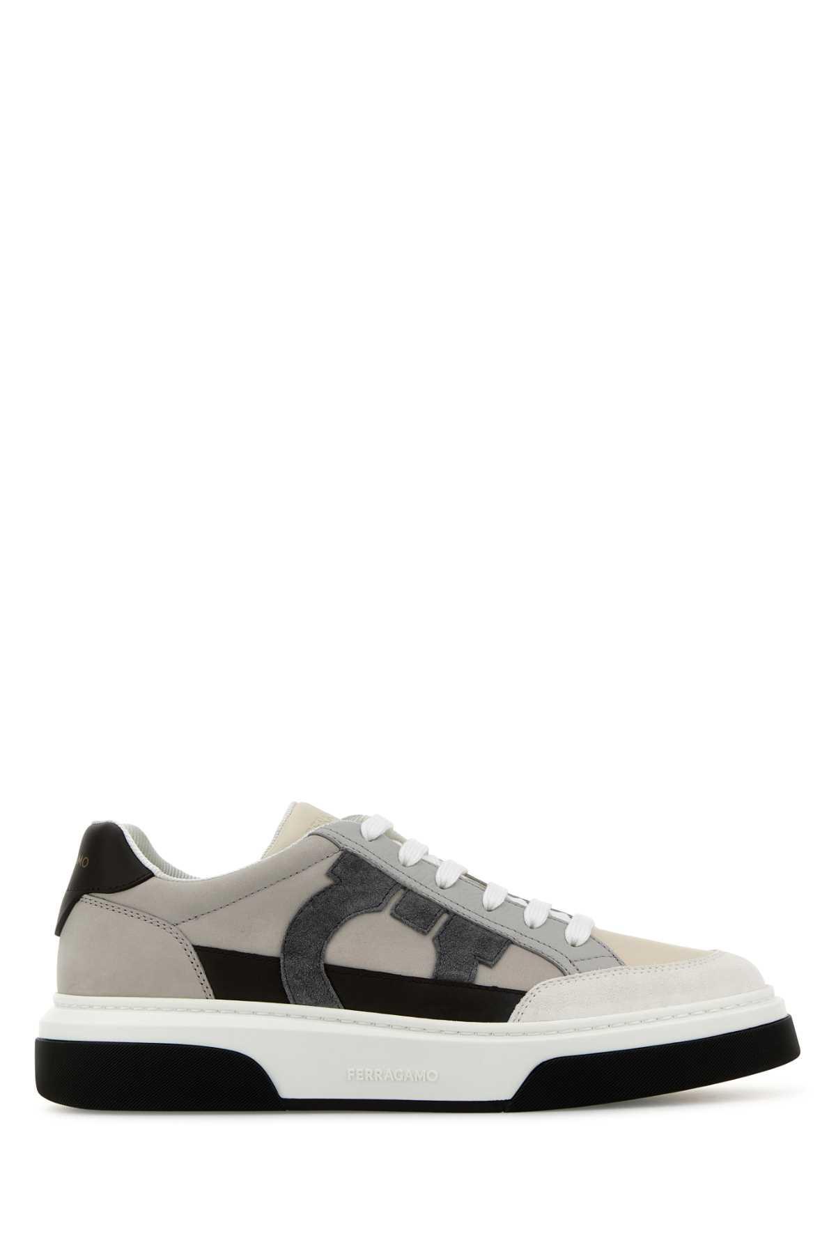 FERRAGAMO Multicolor Leather Cassina Sneakers In Crosta Product Image