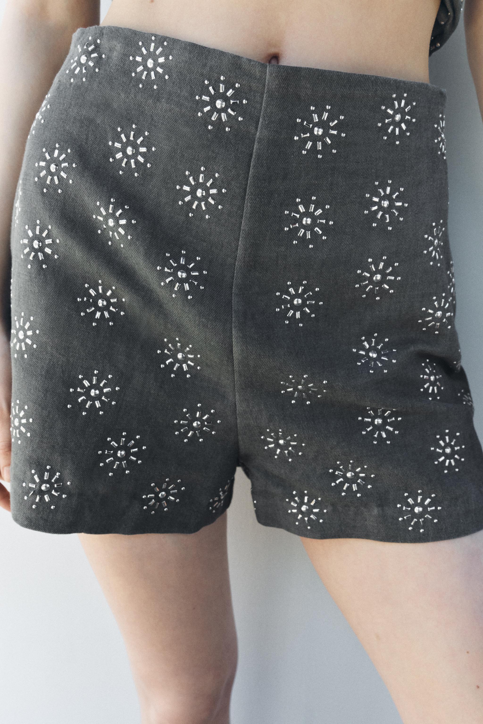 LINEN BLEND EMBROIDERED SHORTS ZW COLLECTION Product Image