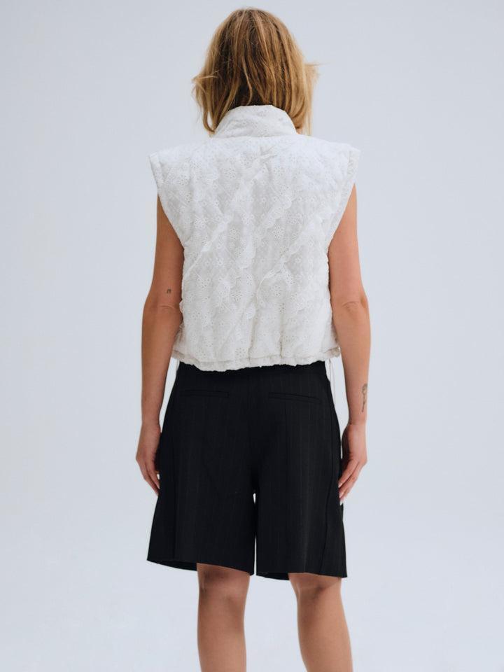 Sloane Eyelet Puffer Vest — White Product Image