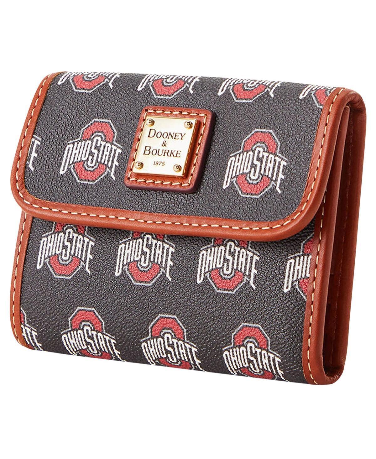 Dooney & Bourke Womens Collegiate Ohio State University Flap Credit Card Coated Cotton Wallet in Black Product Image