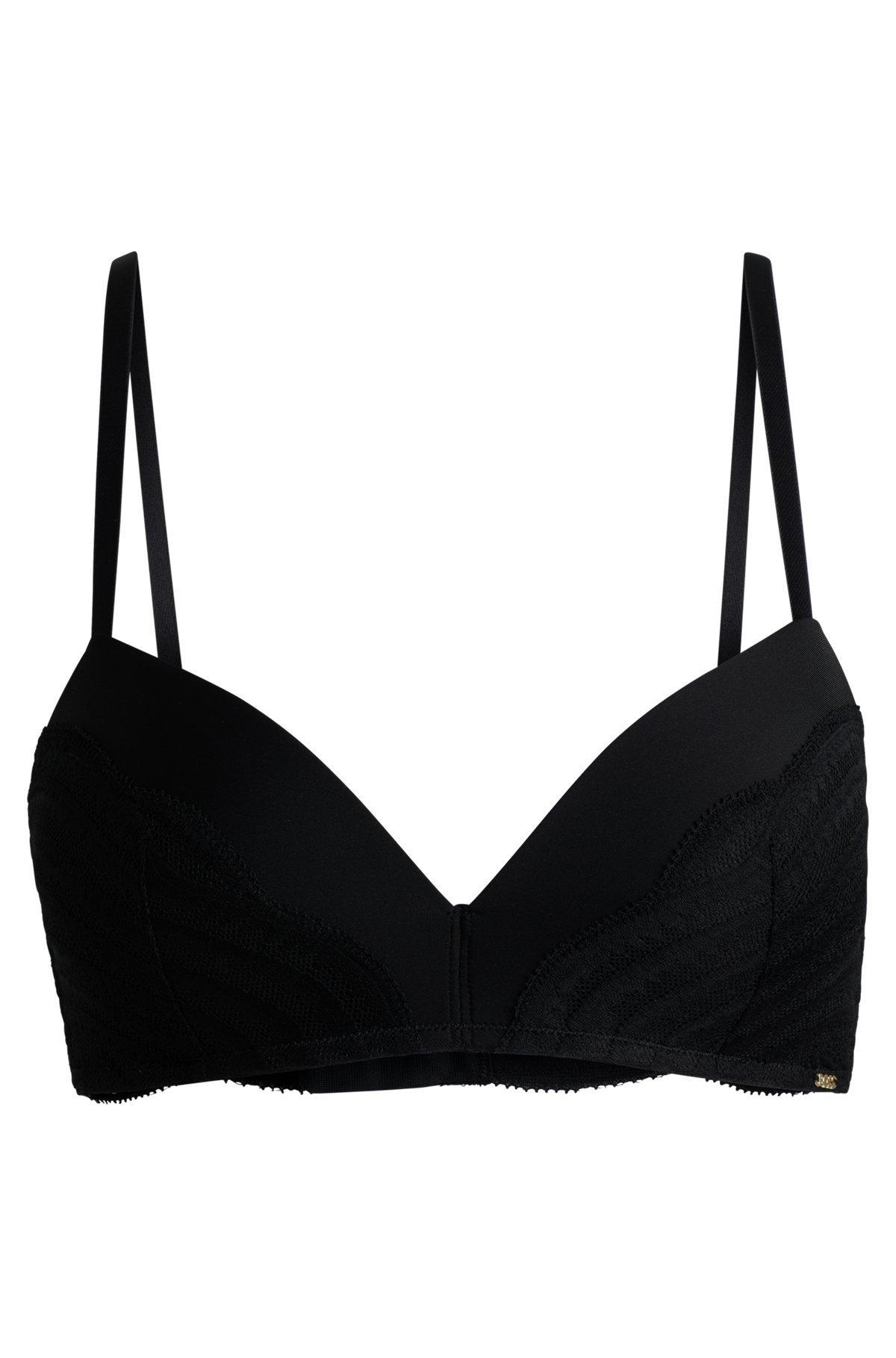 Lace-trim push-up bra with logo detail Product Image