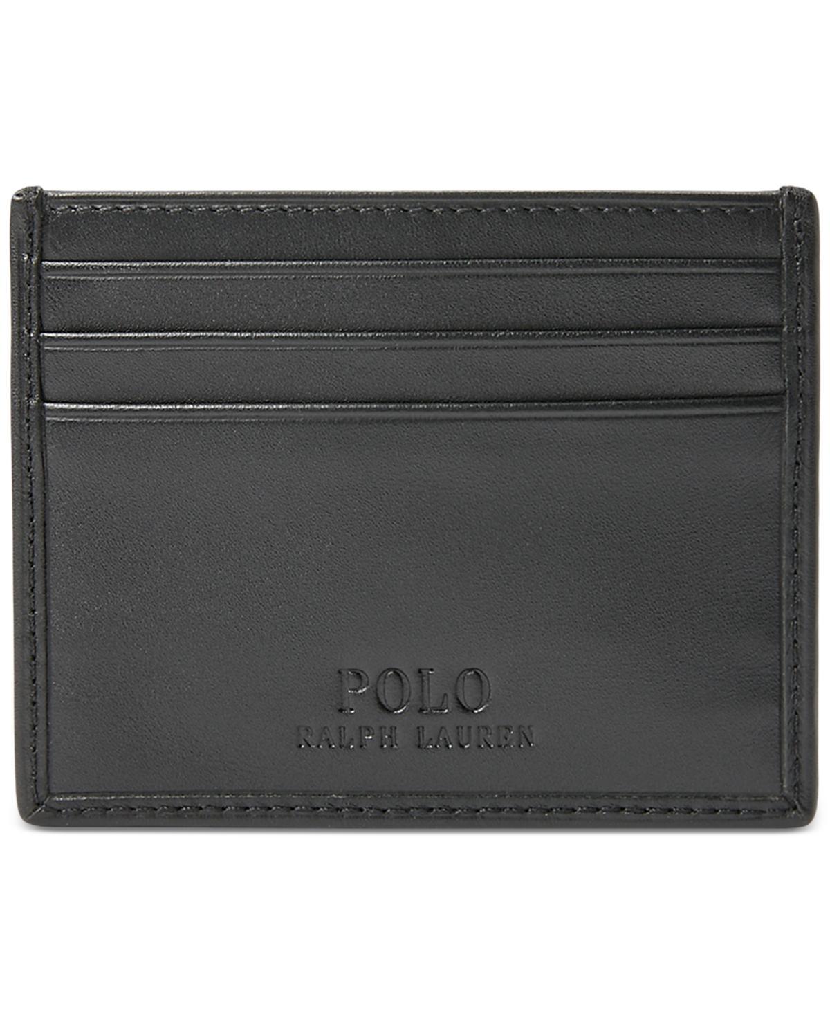 POLO RALPH LAUREN Men's Polo Bear Leather Card Case In Black Product Image