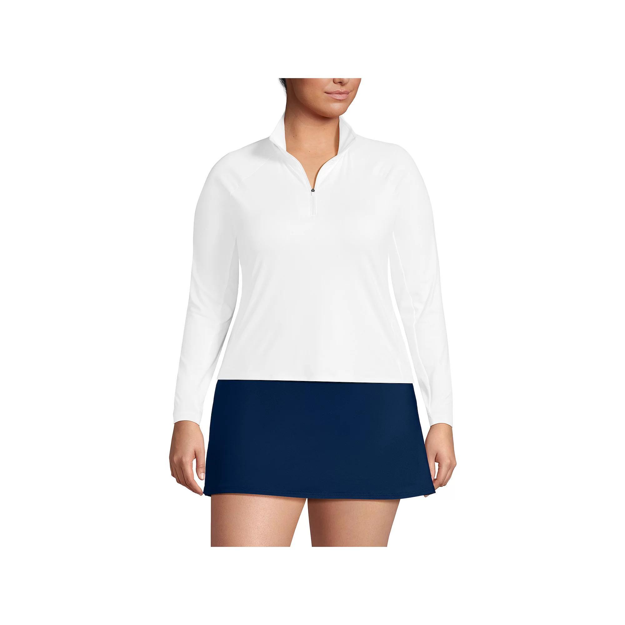 Plus Size Lands' End Long Sleeve Quarter Zip UPF 50 Swim Top, Women's, Size: 1XL, Icy Mint Green Product Image