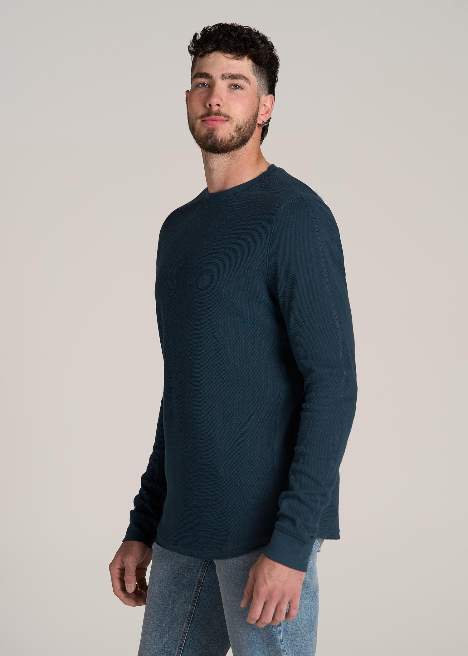 Double Honeycomb Thermal Crewneck for Tall Men in True Navy Male Product Image