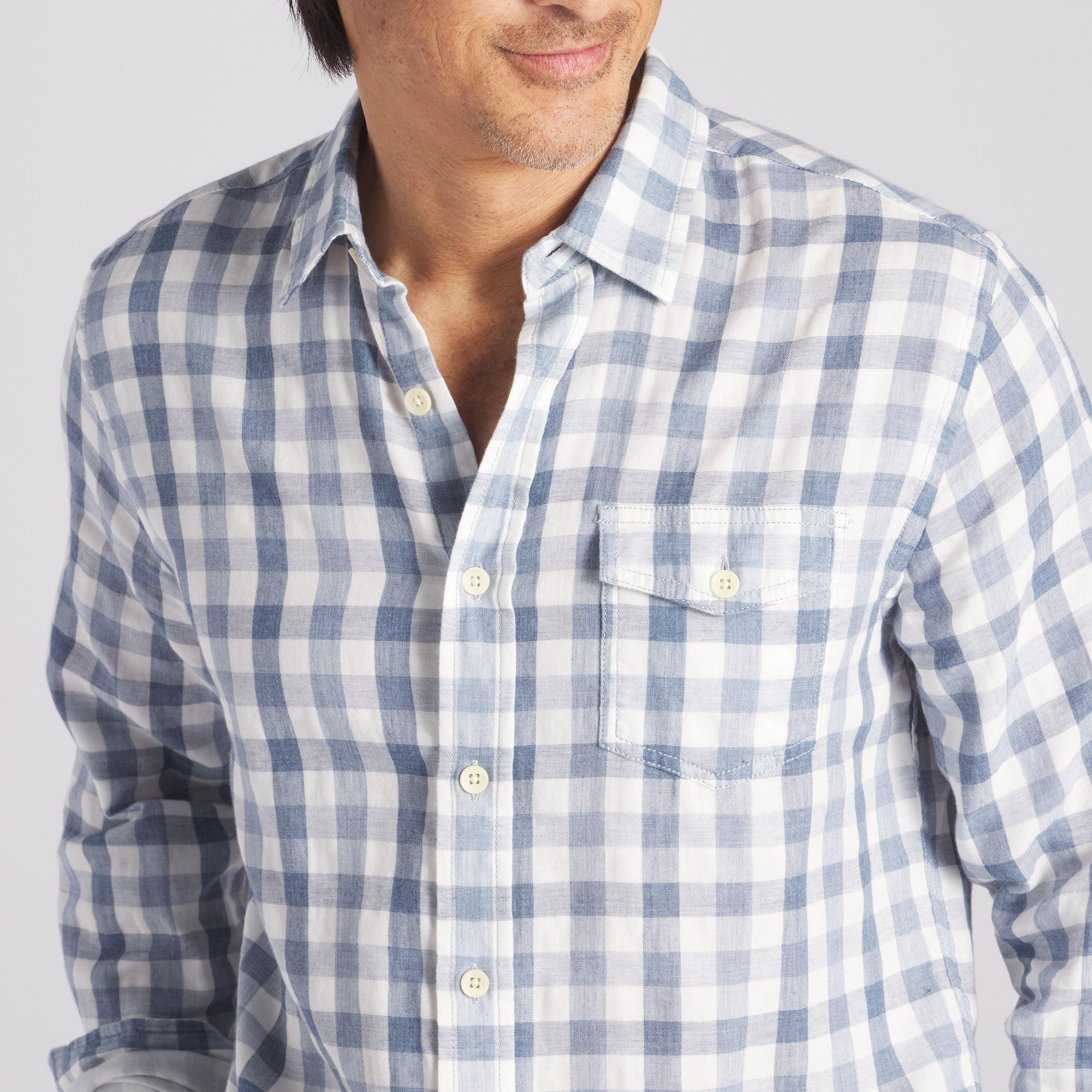 Denby Double Cloth Shirt - Heather Blue Cream Gingham Product Image