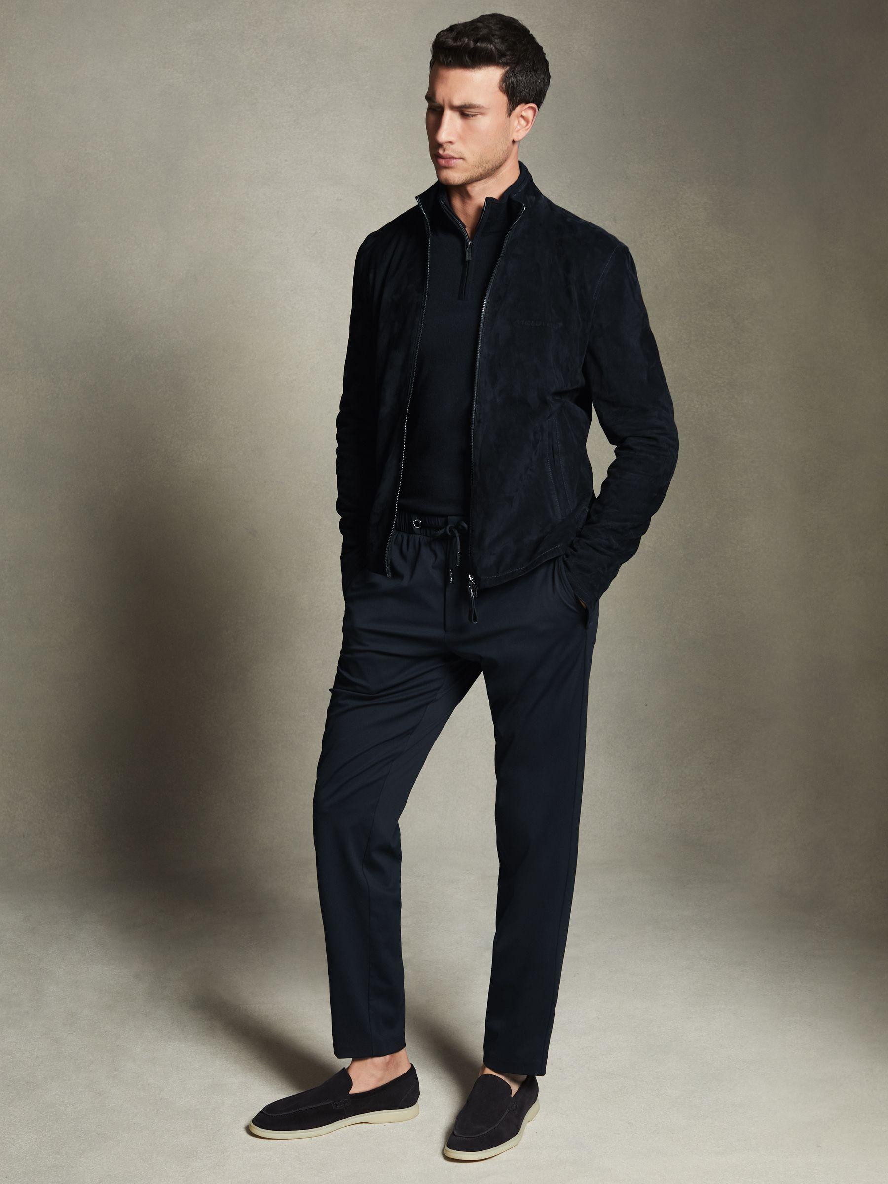 McLaren F1 Suede Zip-Through Jacket in Navy Product Image