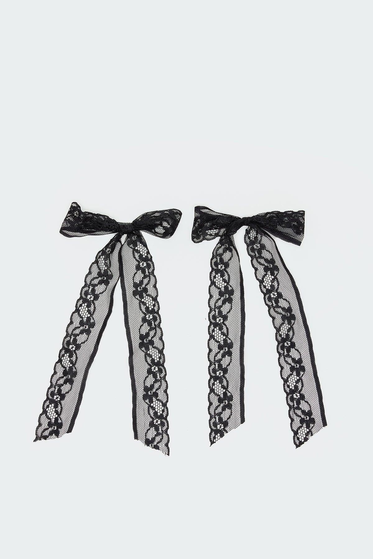 Lace Bow Hair Clip Pack Product Image