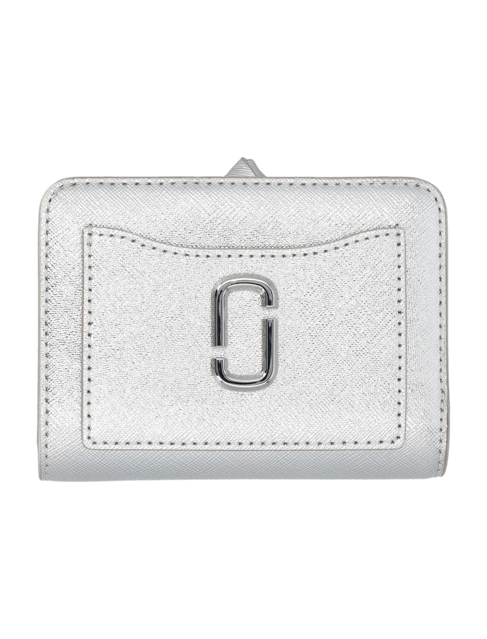 MARC JACOBS The Mini Compact Wallet In Silver Product Image