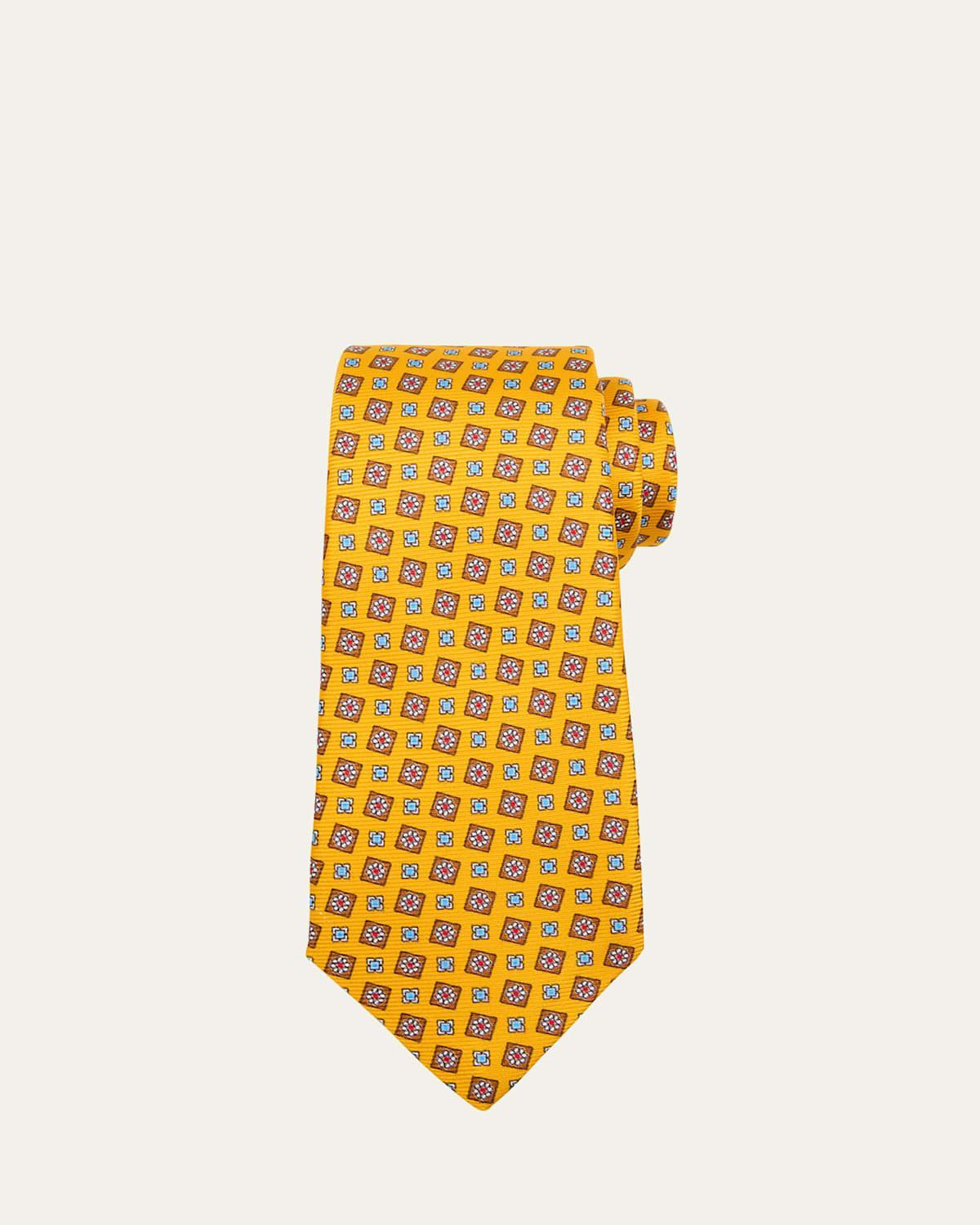 Mens Micro-Floral Silk Tie Product Image