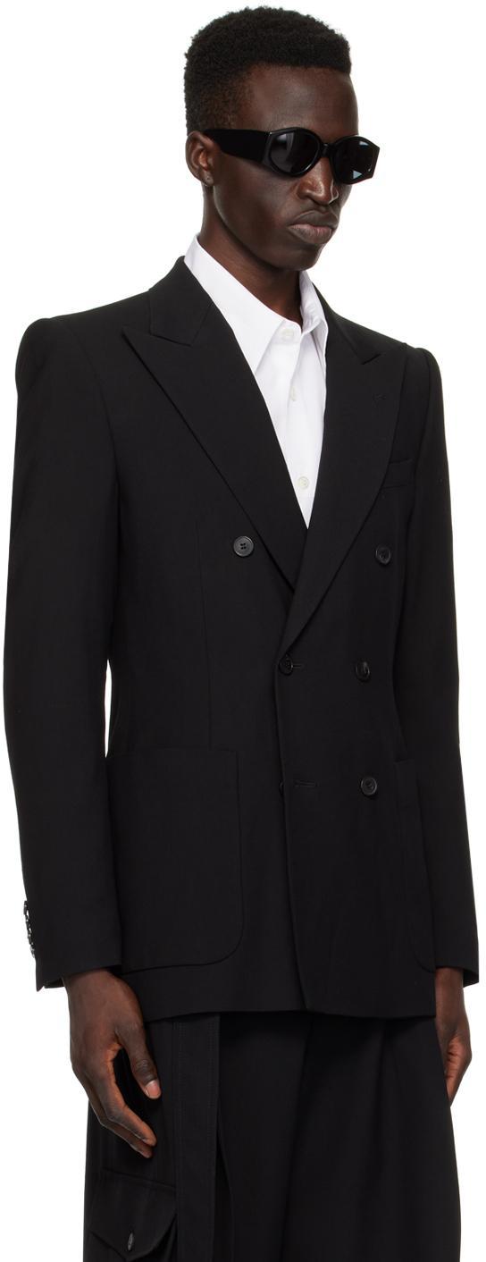 DRIES VAN NOTEN Black Peaked Lapel Blazer In 900 Black Product Image