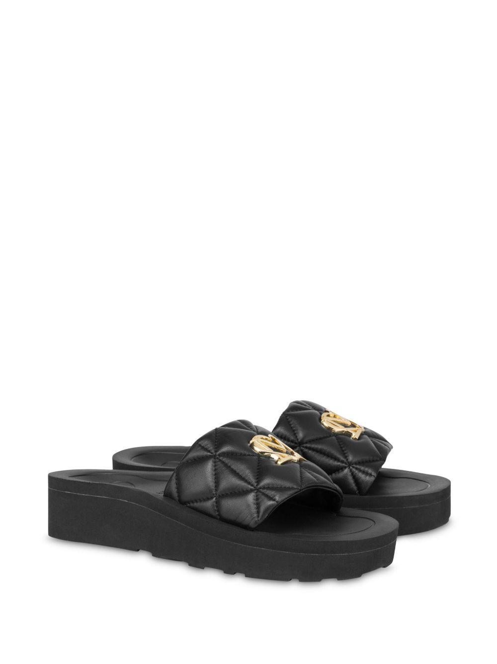 quilted leather slides Product Image
