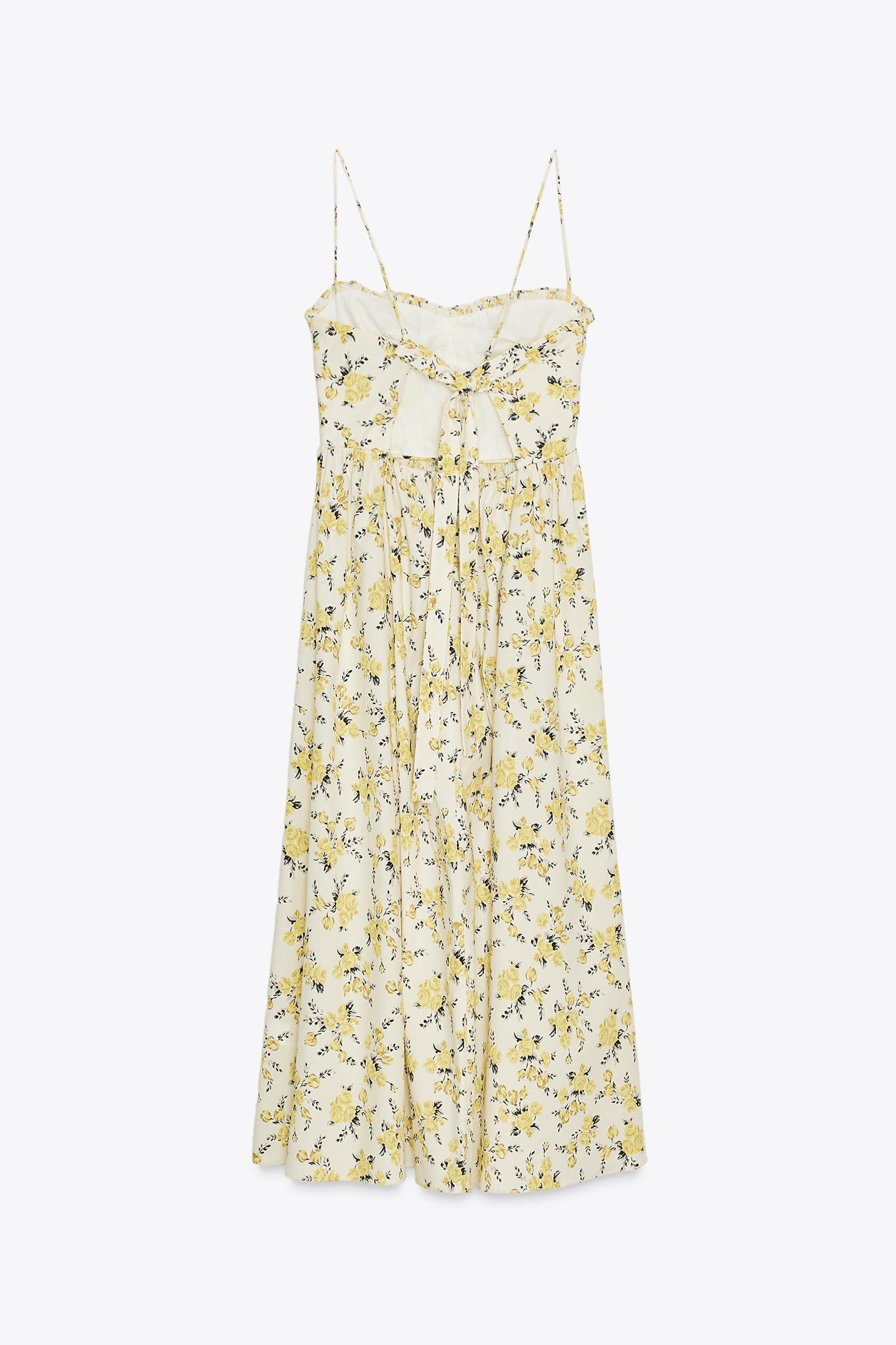 FLORAL PRINT POPLIN MIDI DRESS Product Image