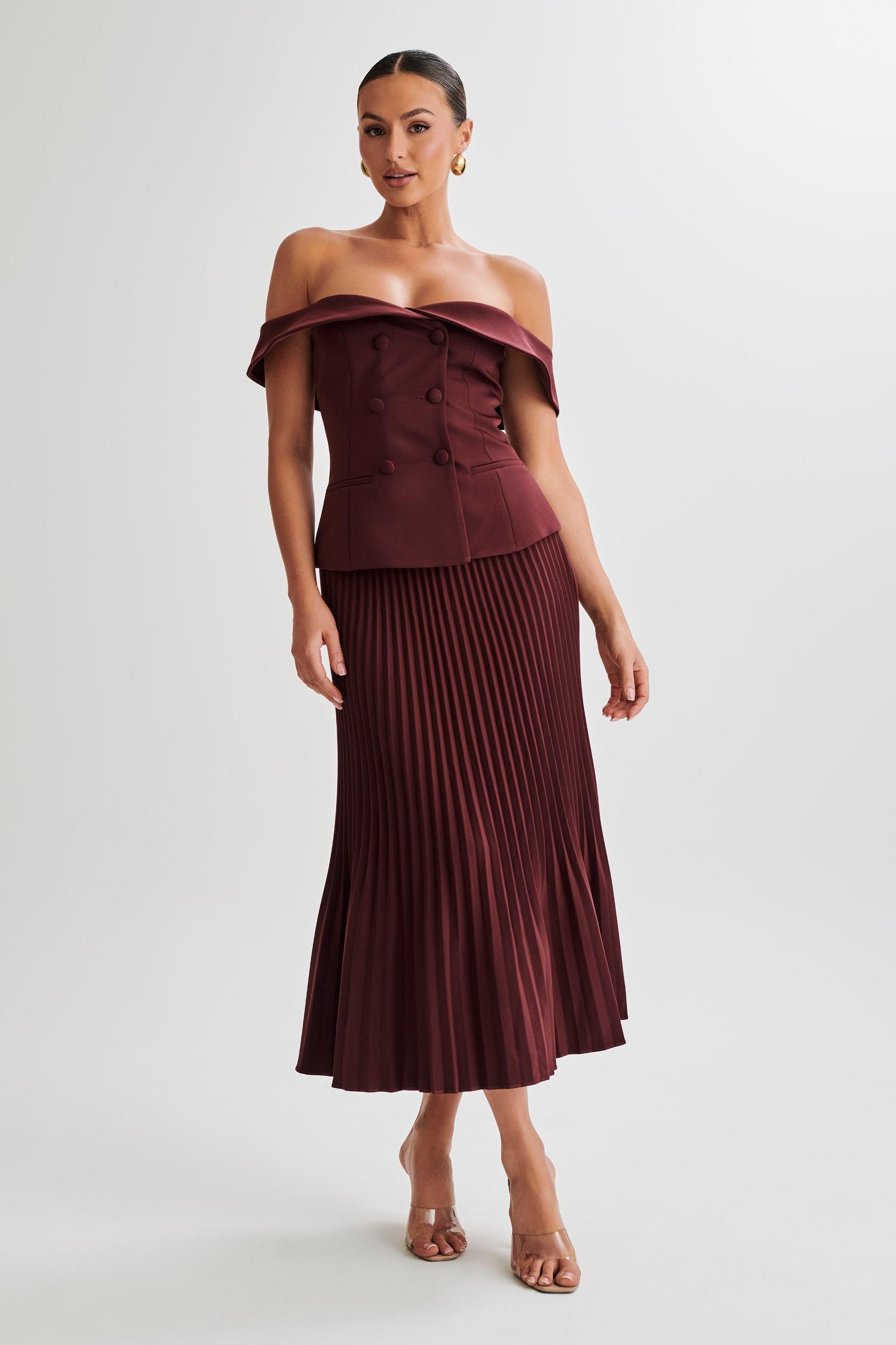 Krista Strapless Suiting Top - Plum Product Image