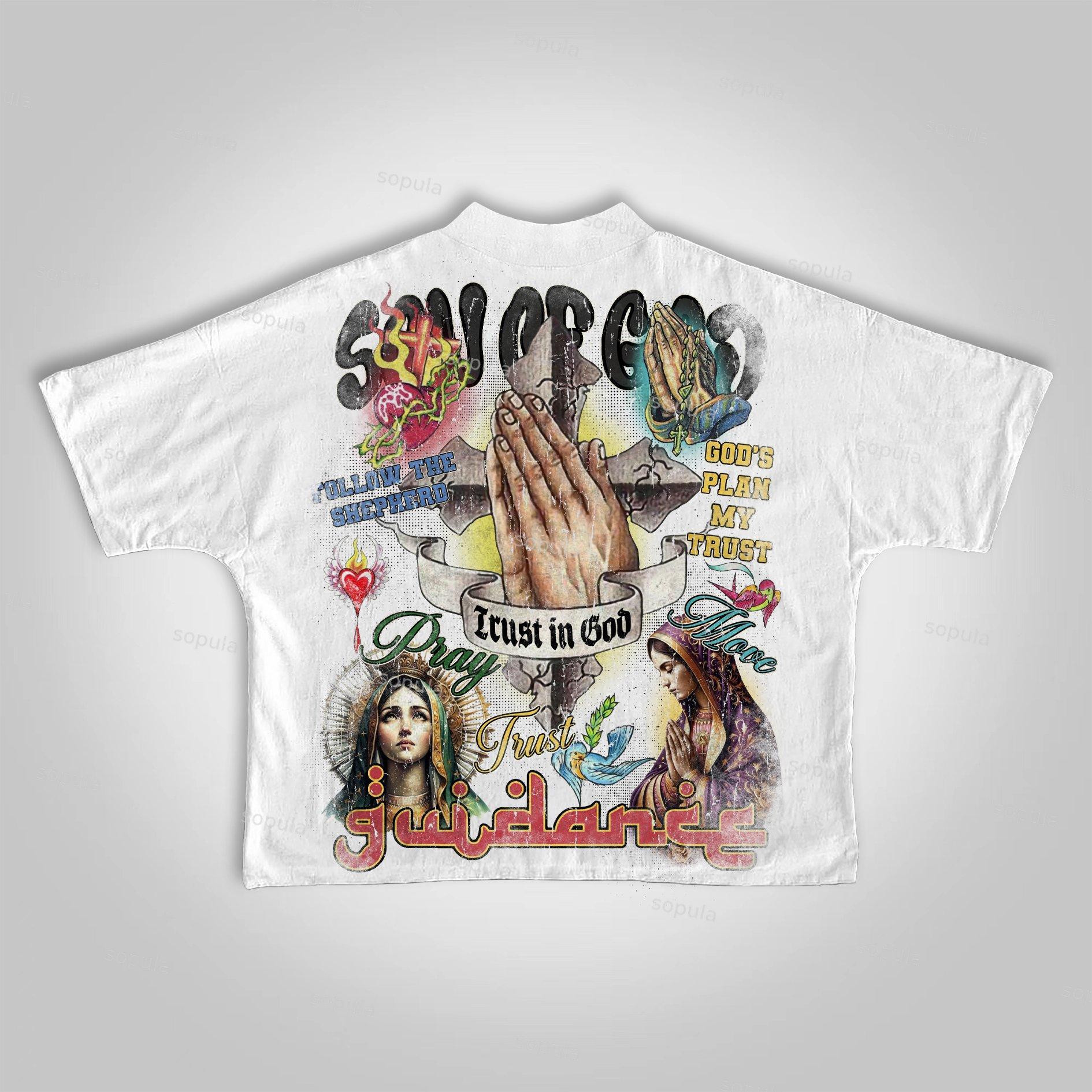 Sopula Son Of God Vintage Collage Graphics Cropped T-Shirts Product Image