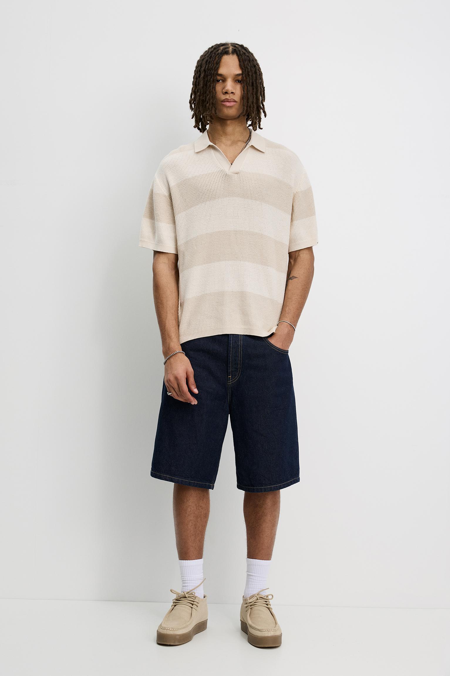 Textured striped polo shirt Product Image